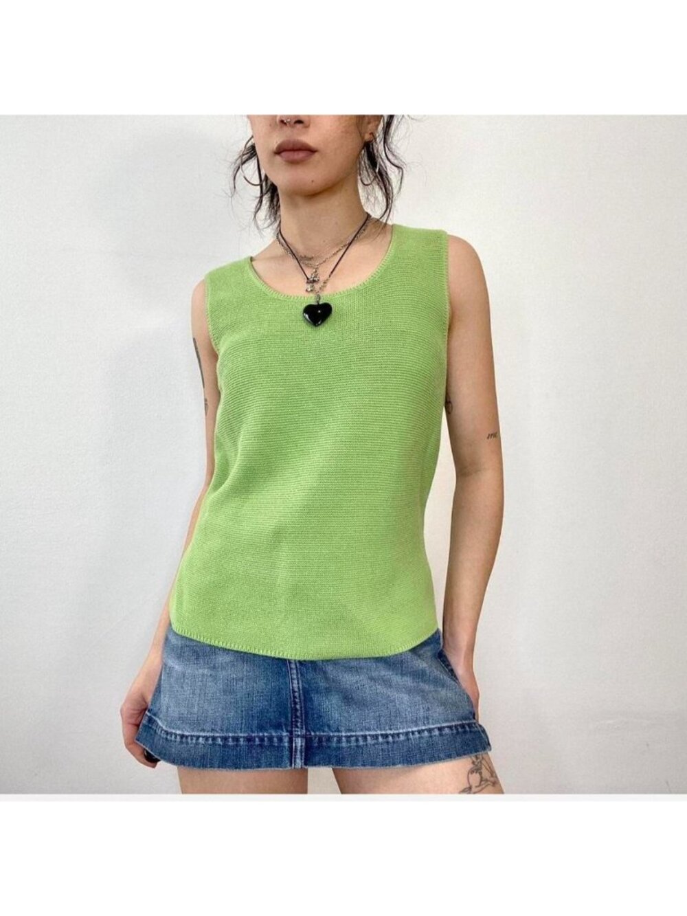 casual light green knit tank top